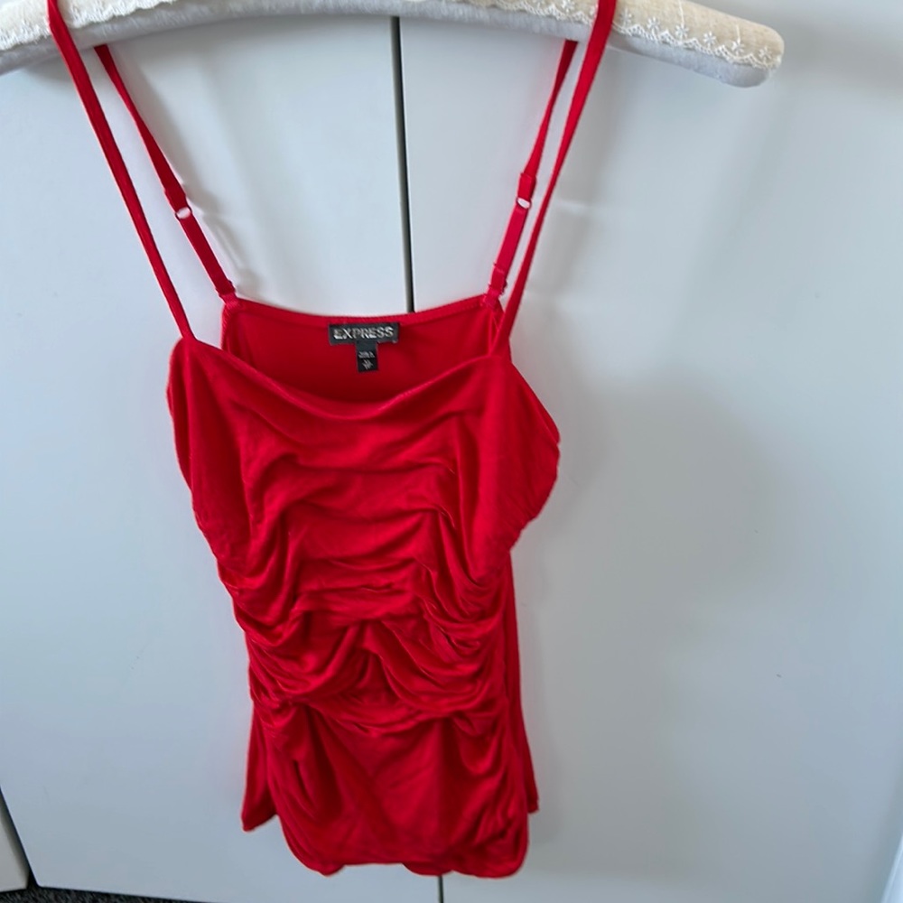 Express Shirred Tank in cherry red EUC